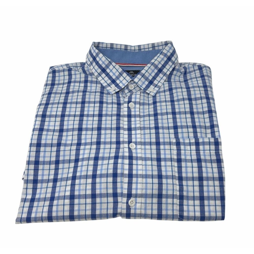 Mens Classic Collection Blue White‎ Plaid Long-Sleeve Shirt - Size XL